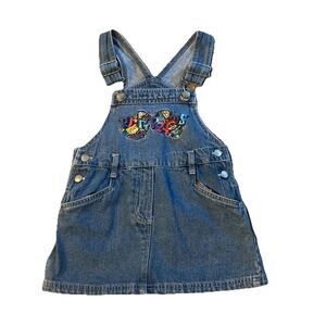 Vintage 1998 Nickelodeon Rugrats Denim Overall Dress Viacom Embroidered SZ 4 REA
